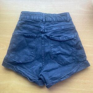 High-Rise Black Strechy Denim Jean Shorts